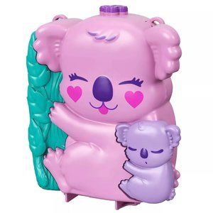 Polly Pocket 2-In-1 Travel Toy, 2 Dolls 1 toy car 5 animals, Koala Purse